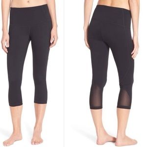 Zella Medium Black Crop Legging with Mesh Detail